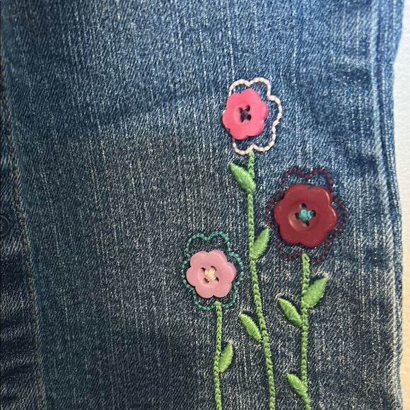 🖤2/$25 90s vintage Tommy Hilfiger Kids Blue Jeans with Floral Embroidery - Picture 2 of 3
